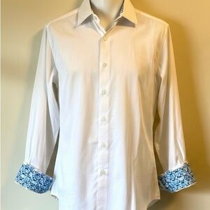 Robert Graham Men's White Paisley Embroidered Long Sleeve Sz M